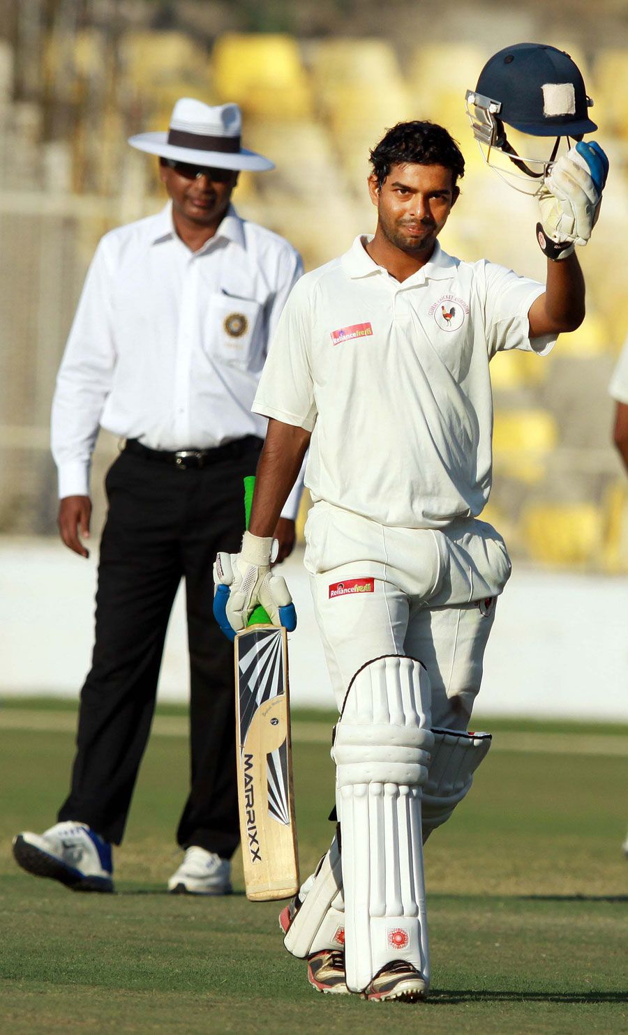 Bhargav Merai celebrates his second first-class century