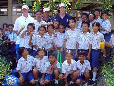 Charlie Burke & Mark Sanders with Jakarta school children