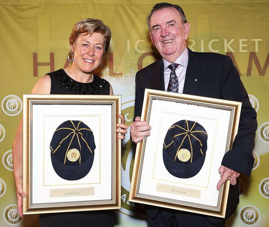 Debbie Hockley and Bob Simpson at the ICC's Hall of Fame Induction