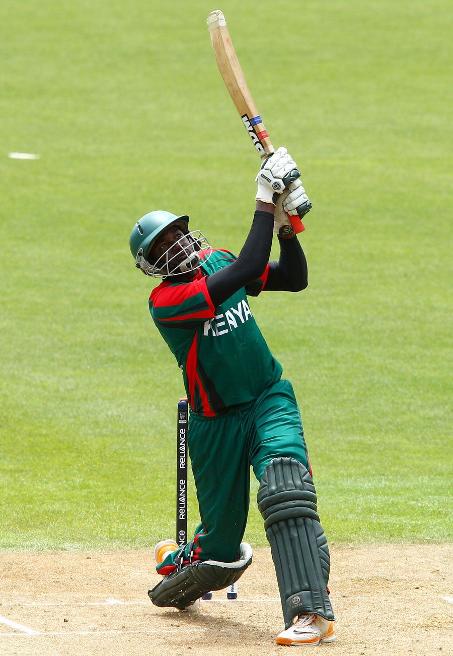 Collins Obuya launches down the ground