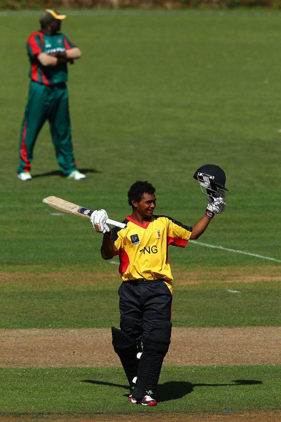 Lega Siaka acknowledges the crowd after reaching a maiden century