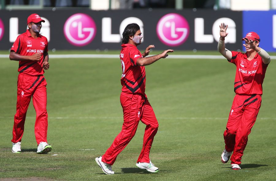 Haseeb Amjad celebrates after taking a wicket
