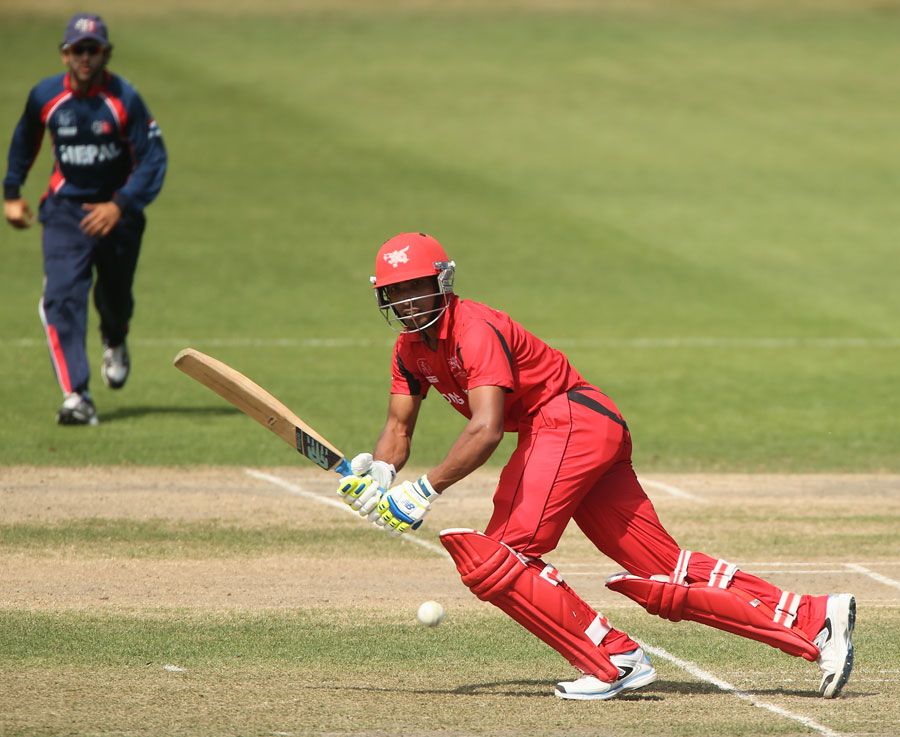 Irfan Ahmed turns the ball on to the leg side