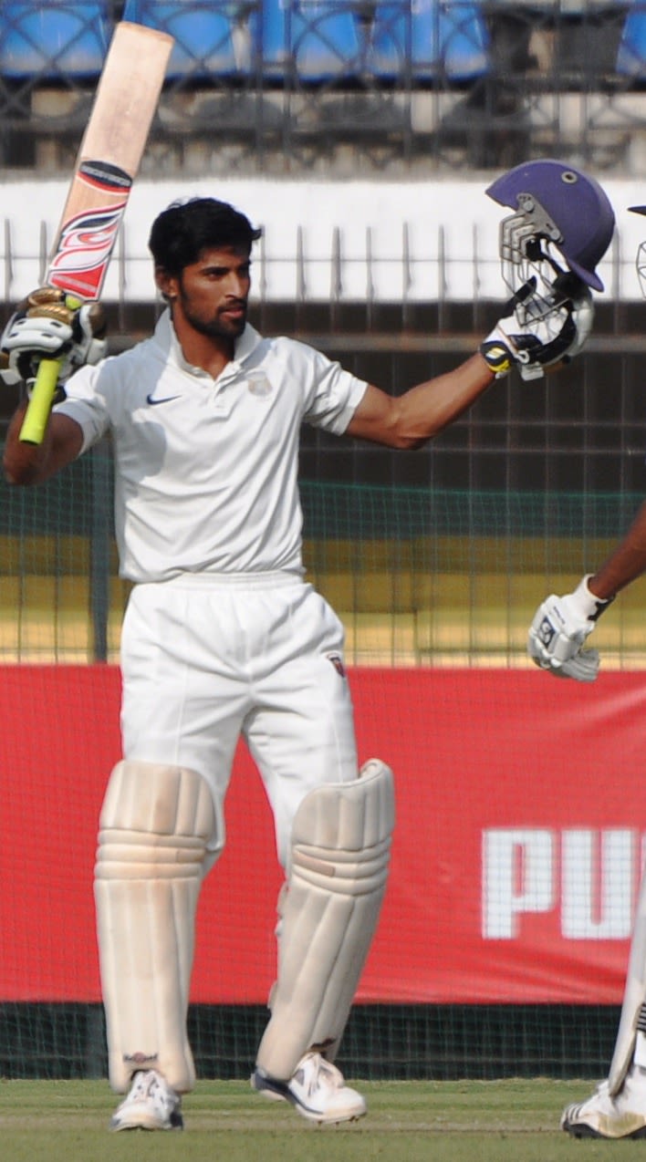Sangram Atitkar celebrates his fourth first-class hundred