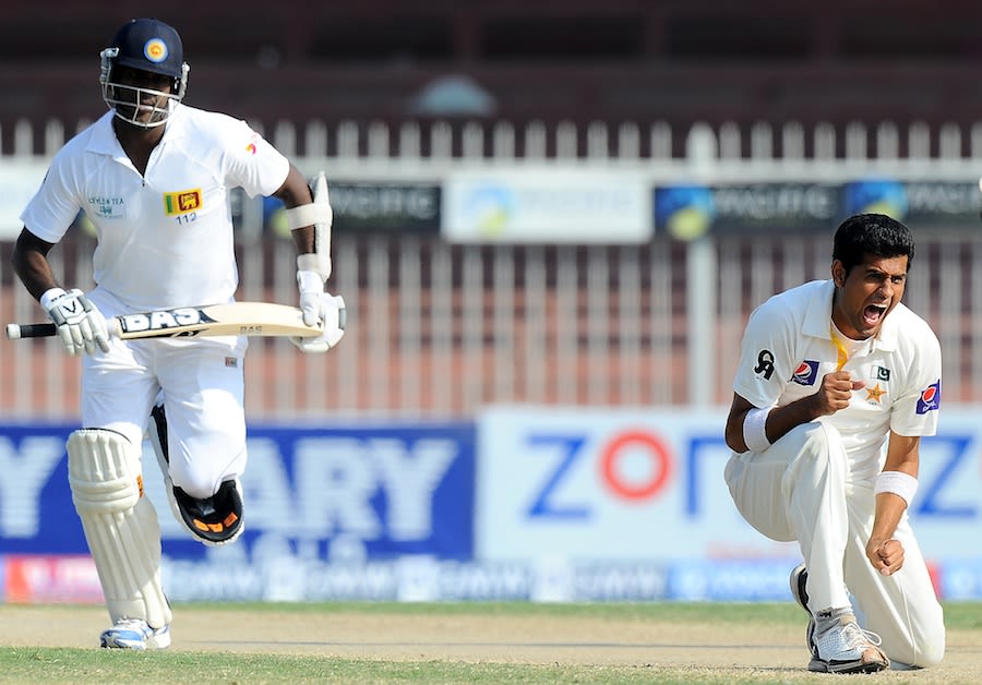 Mohammad Talha had an lbw appeal turned down