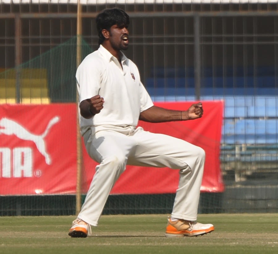 Domnic Joseph exults after dismissing Sandipan Das