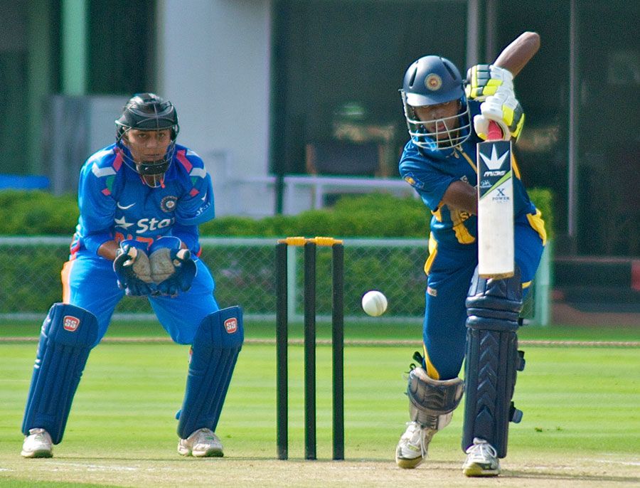 Yasoda Mendis drives one on the up