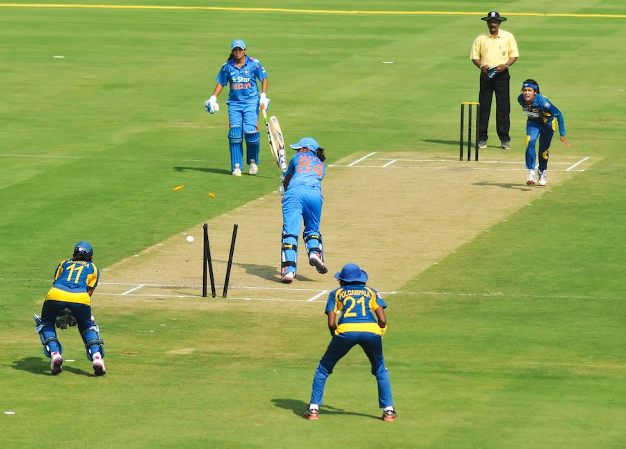Harmanpreet Kaur was cleaned up by Sripali Weerakkody