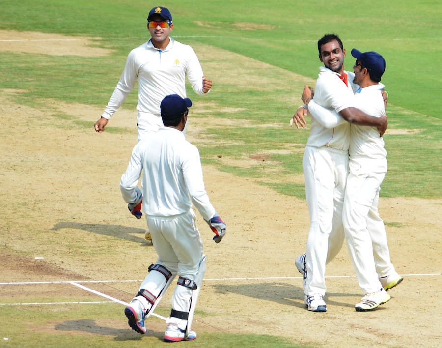 Abhimanyu Mithun took two wickets on the first day