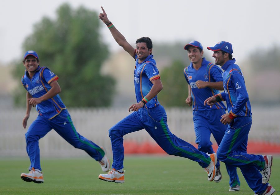 Afghanistan Under-19's Abdullah Adil celebrates the victory