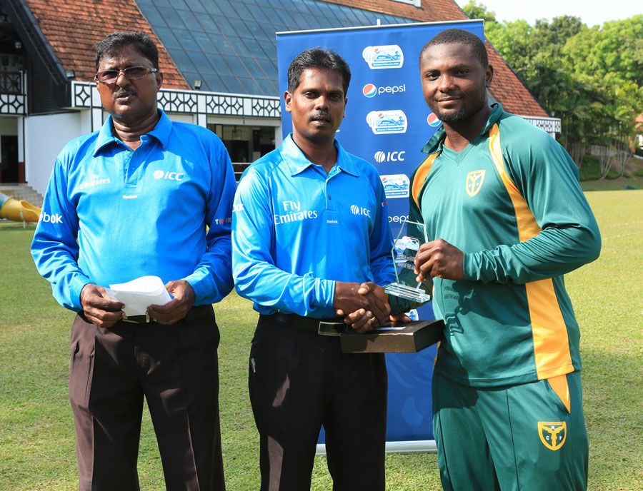 Endurance Ofem receives the Man-of-the-Match award