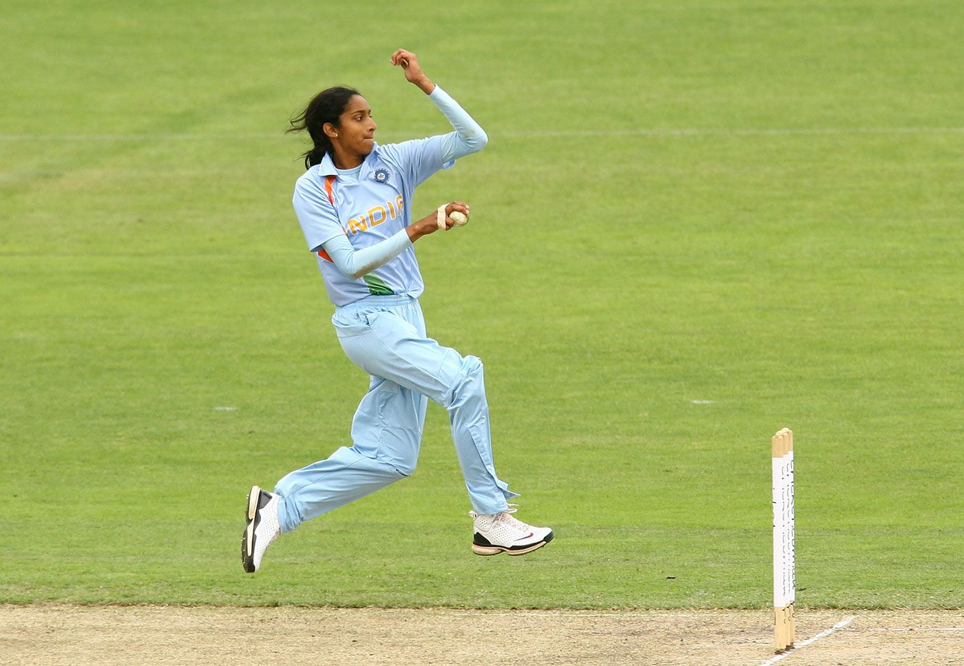 Snehal Pradhan bowls