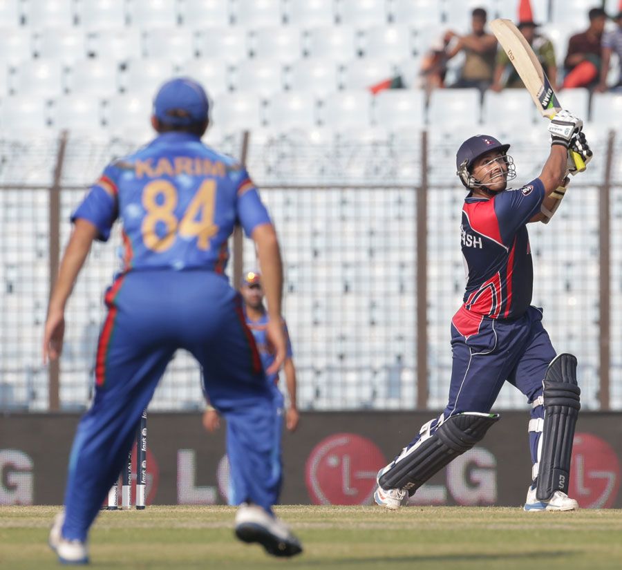 Subash Khakurel plays a lofted shot
