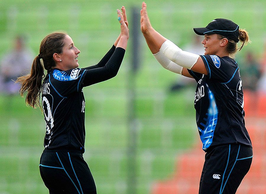 Felicity Leydon-Davis celebrates after dismissing Yasoda Mendis