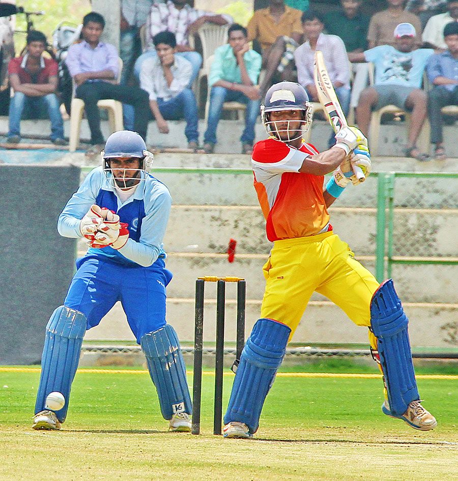 Kerala's Vishnu Vinod plays through the off side