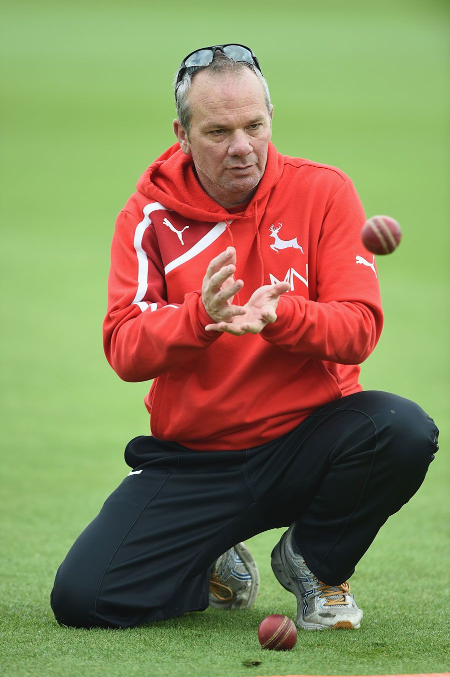 Mick Newell takes fielding drills