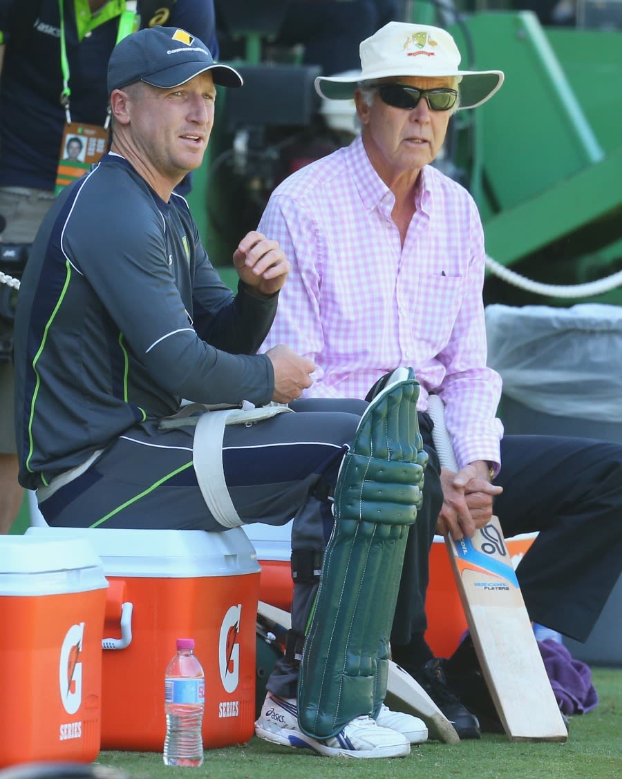 Brad Haddin chats to selector John Inverarity