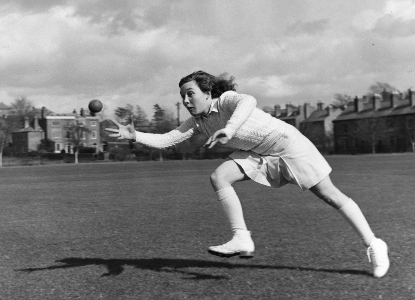 Hazel Sanders catches a ball during practice