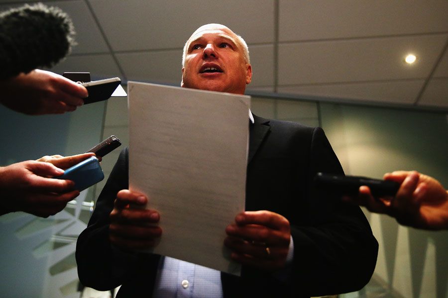 New Zealand Cricket's CEO David White at a press briefing