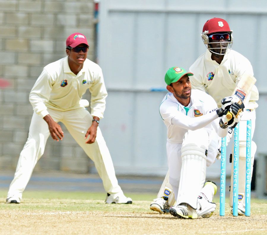 Marshall Ayub plays a sweep during his innings of 41