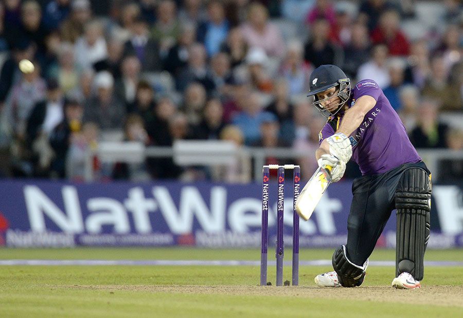 Rich Pyrah smashes a six to complete the chase