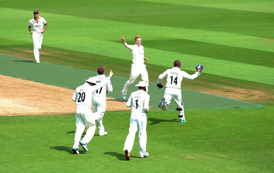 Matt Dunn celebrates a wicket