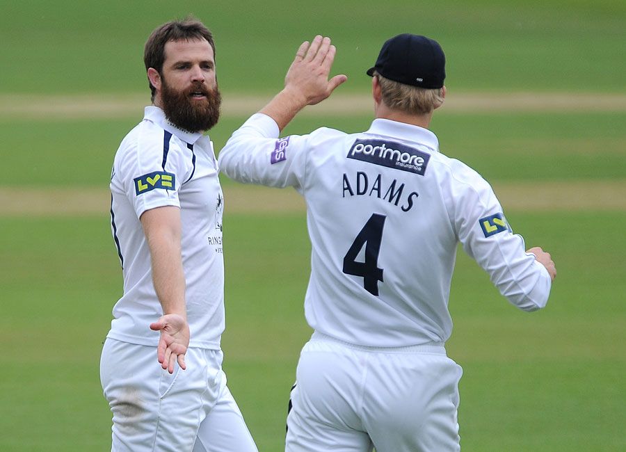 James Tomlinson removed Zafar Ansari lbw