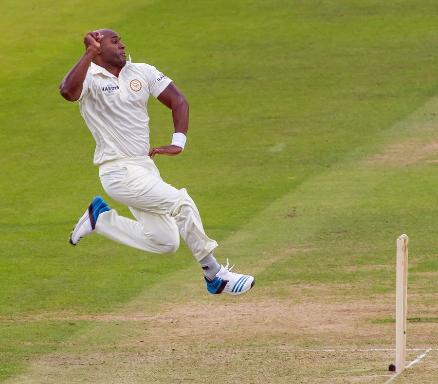 Tino Best in his delivery stride