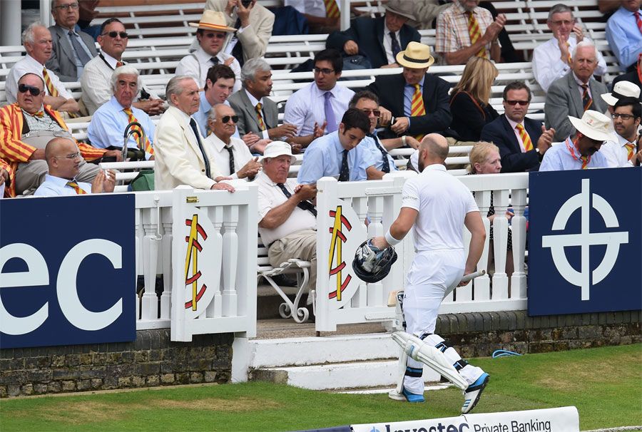 Matt Prior on his way back to the dressing room