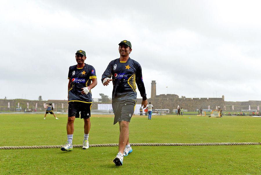 Abdur Rehman and Saeed Ajmal are in good spirits after training