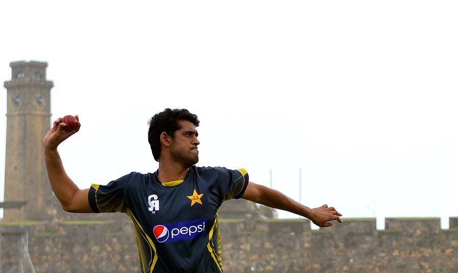 Mohammad Talha trains on the eve of the Galle Test