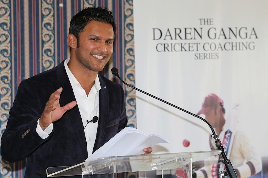 Daren Ganga speaks during the launch of his DVD on coaching