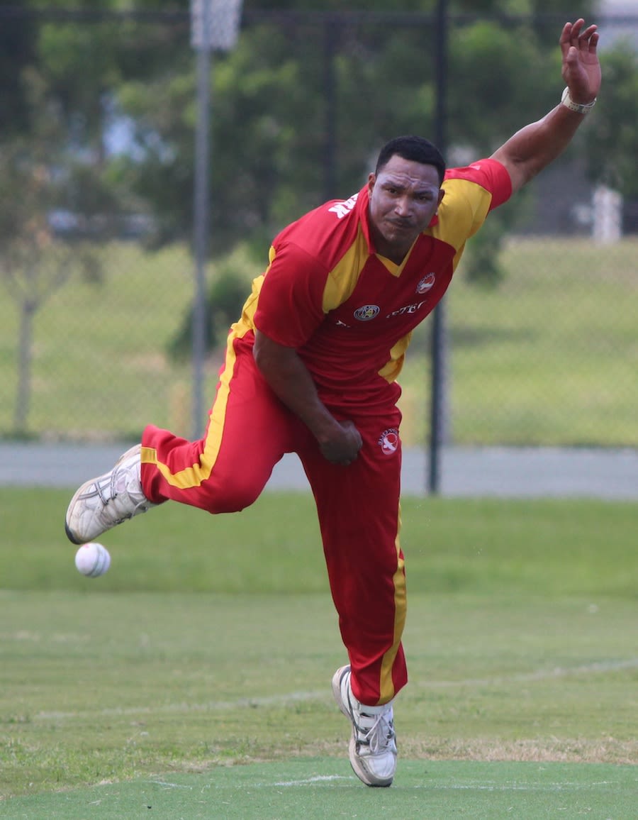 Adam Sanford completes his bowling action