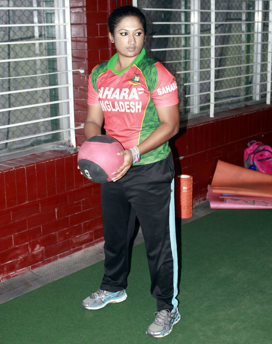 Ayasha Rahman exercises with a ball