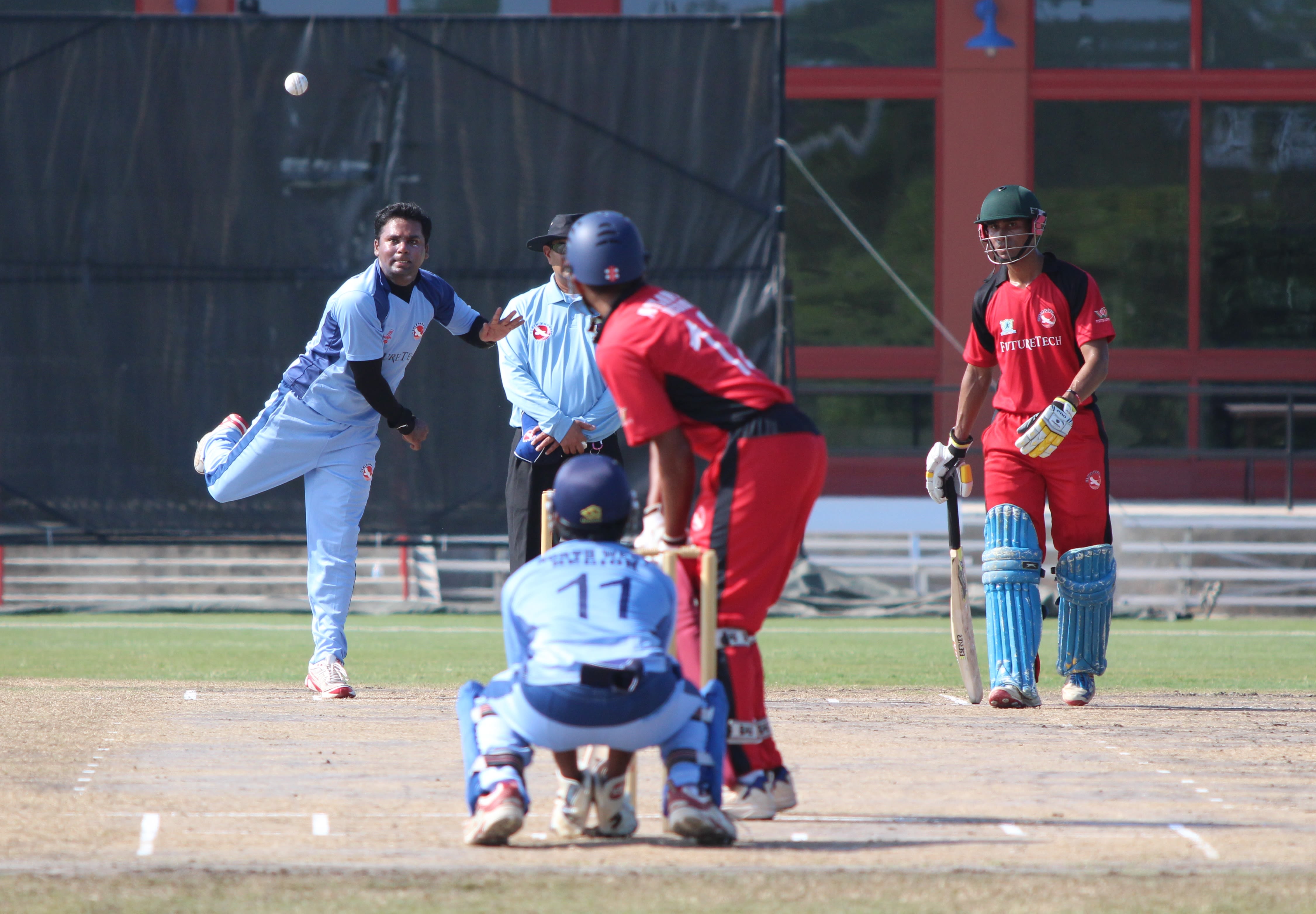 Legspinner Rahul Singh gives the ball some flight