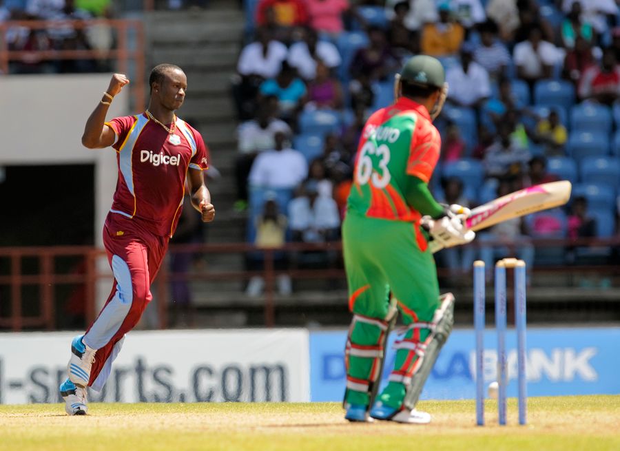 Shamsur Rahman was bowled by Kemar Roach