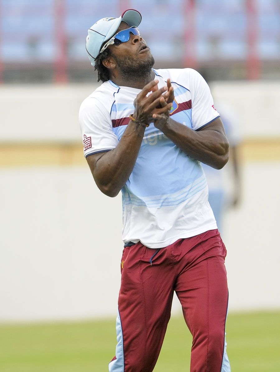 Kirk Edwards gets under a catch during a training session