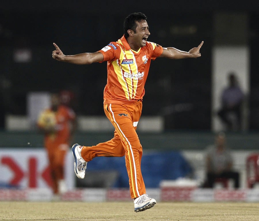 Imran Ali is thrilled with a wicket