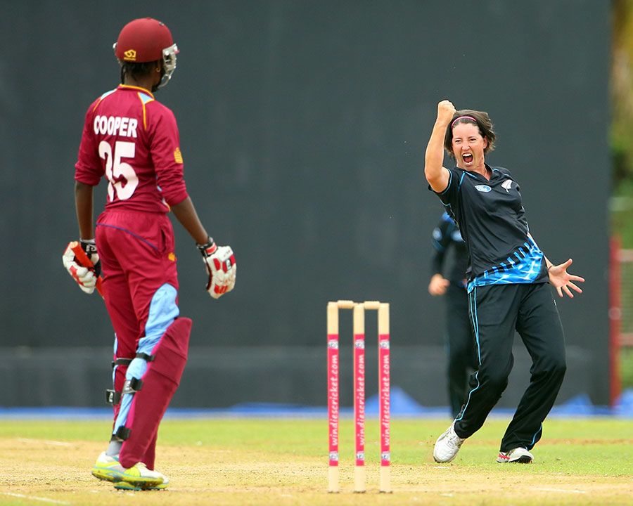 Holly Huddleston exults after dismissing Britney Cooper