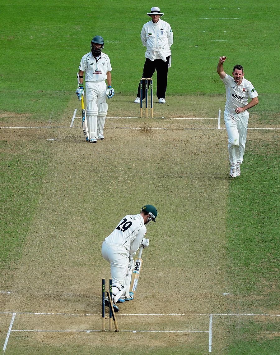 David Masters removed Tom Fell's off stump