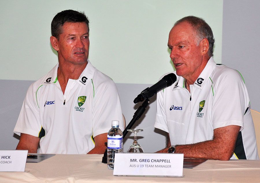 Graeme Hick and Greg Chappell address the media ahead of the U-19 series