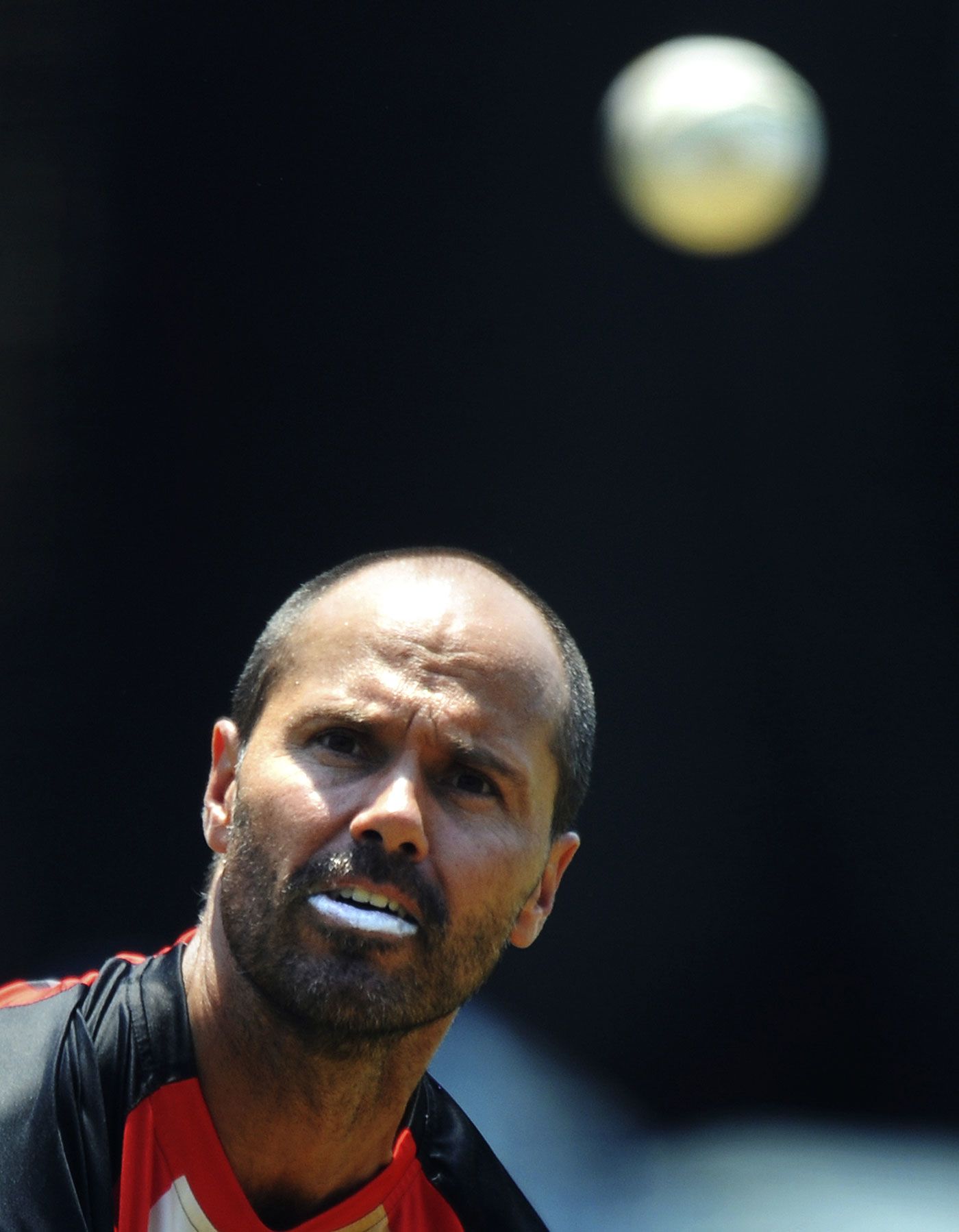 John Davison bowls at the nets
