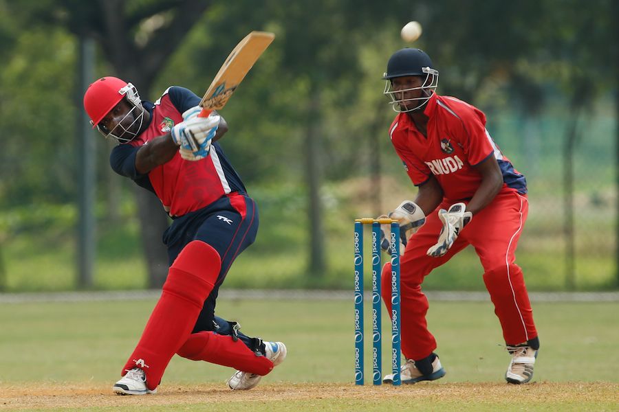 Chaminda Ruwan targets the leg side during his fifty