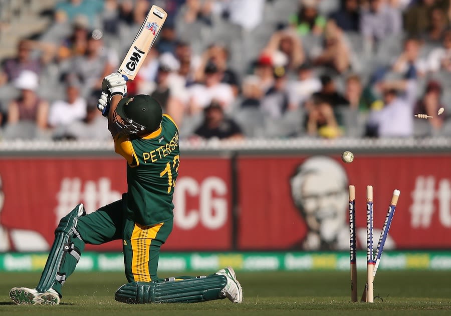 Robin Peterson is bowled