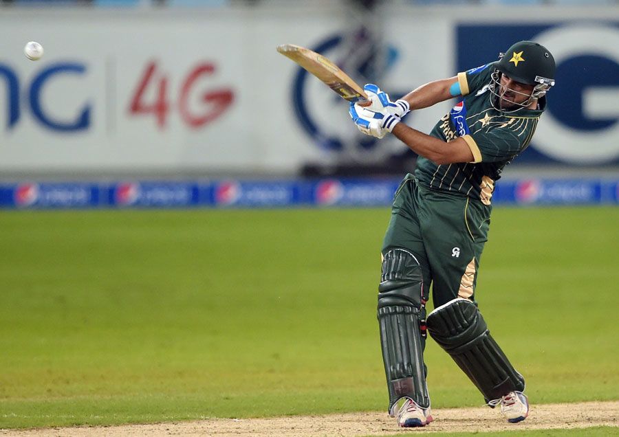 Awais Zia slams the ball down the ground