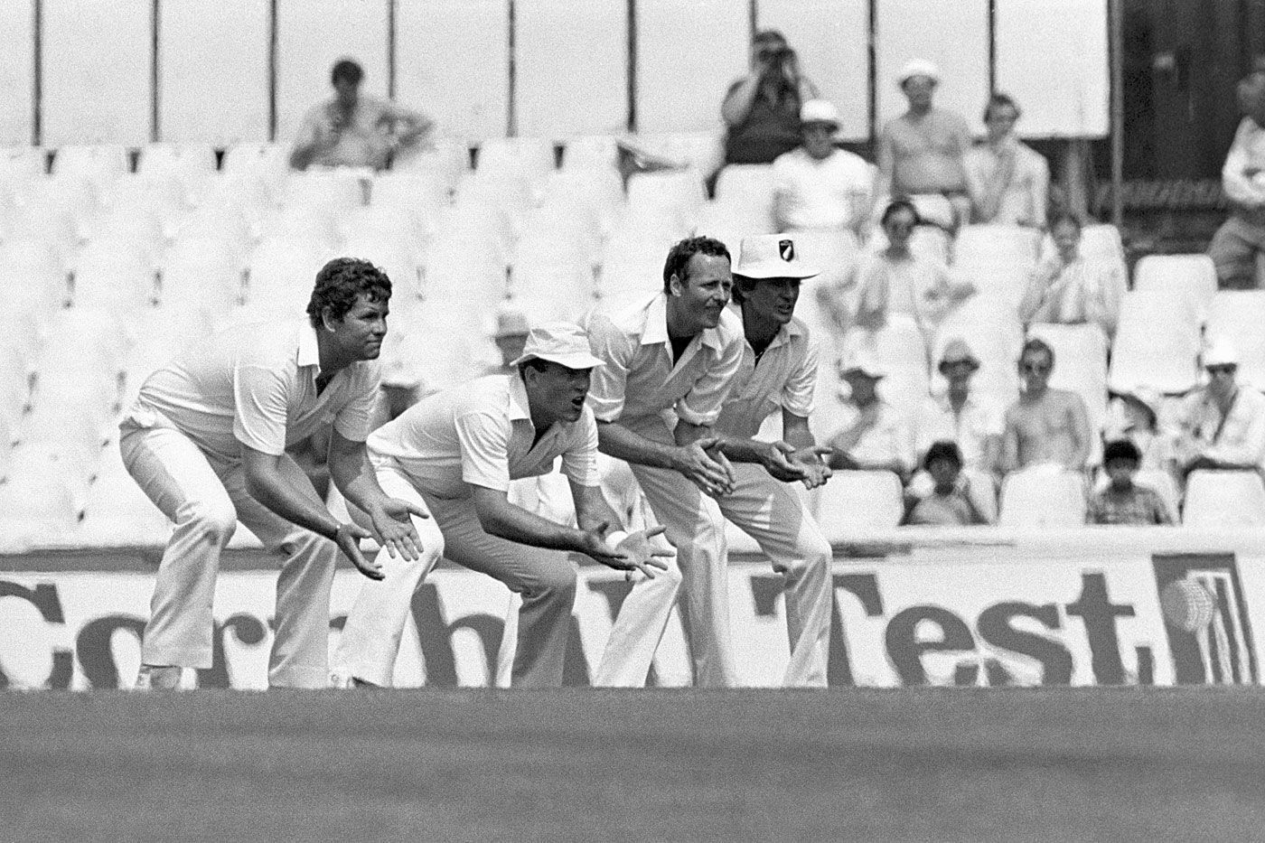 Slips cast: Lance Cairns, Jeff Crowe, Jeremy Coney and Geoff Howarth