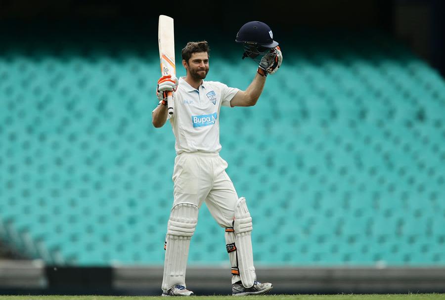 Ryan Carters celebrates his hundred