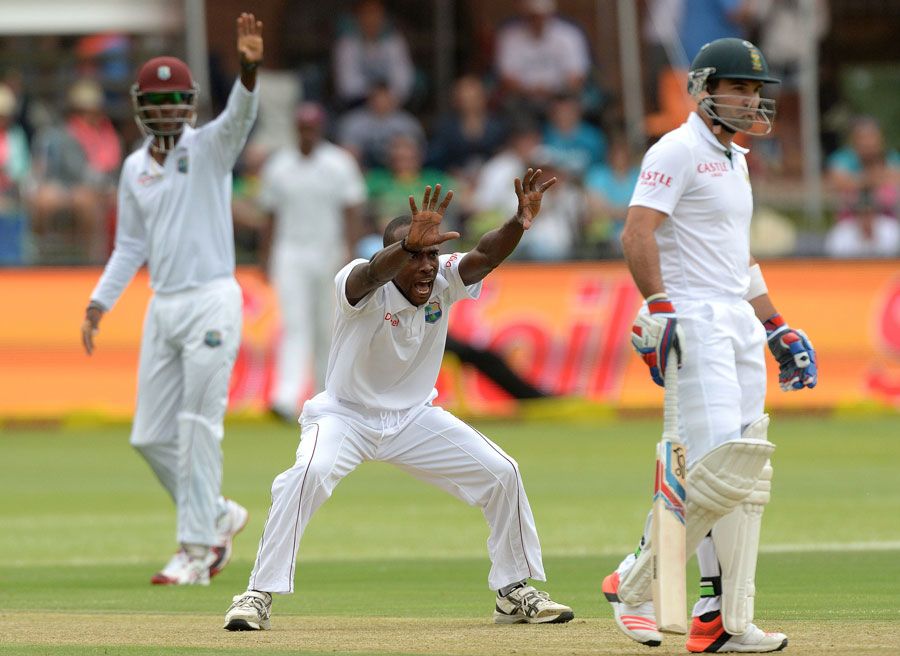 Kenroy Peters appeals for a wicket