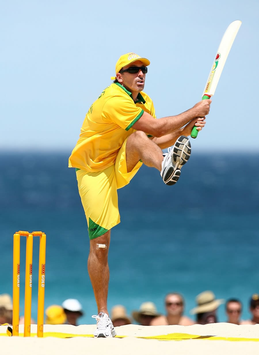Damien Fleming was not shy of inventing a few shots at beach cricket