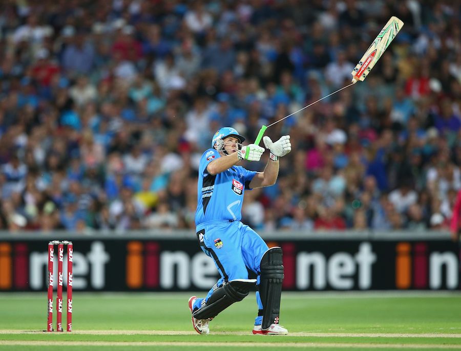 Breaking Bat: Craig Simmons gets an unusual sight of a broken bat